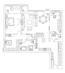 Standard living room furniture symbols set