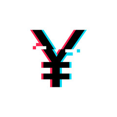 Obraz premium Yen sign in glitch style