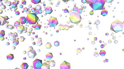 Holographic gems background. 3d illustration. Rhinestones abstract wallpaper. Rainbow multicolor pyramids. Crystals. Diamonds. Jewelry. Fashion. Simple geometric shapes backdrop.