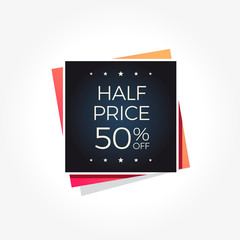 Half Price 50% Off Label