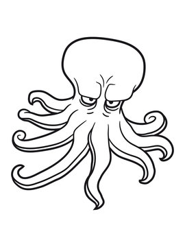b&ouml;se gef&auml;hrlich oktopus tentakel unterwasser tintenfisch riesenkrake kraken comic cartoon design clipart