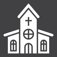 Church glyph icon, easter and holiday, building sign vector graphics, a solid pattern on a black background, eps 10.