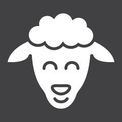 Sheep glyph icon, easter and holiday, lamb sign vector graphics, a solid pattern on a black background, eps 10.