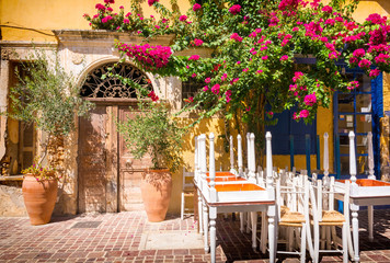 typical architecture in Old Town in Chania, Crete, Greece