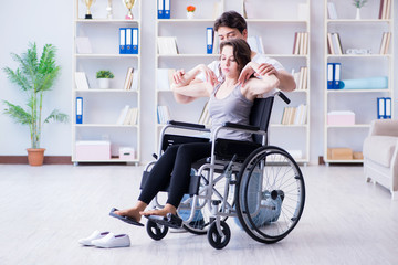 Fototapeta premium Patient undergoing rehabilitation recovery programme with doctor