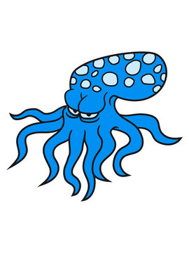 blick b&ouml;se gef&auml;hrlich oktopus tentakel unterwasser tintenfisch riesenkrake kraken comic cartoon design clipart