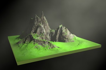 3d illustration of a rocky mountains on an abstract background.