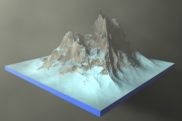 3d illustration of a rocky mountains on an abstract background.