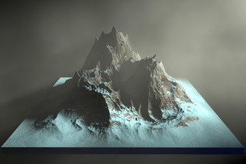 3d illustration of a rocky mountains on an abstract background.