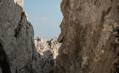 Rock formation in front of blue sky