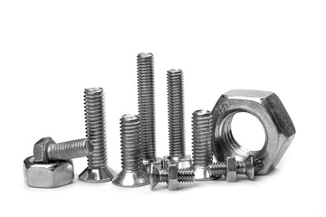 bolt and nut isolated on white background. 3d render