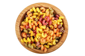 multi-colored pasta isolated