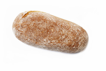 Fresh rye homemade bread isolated on white