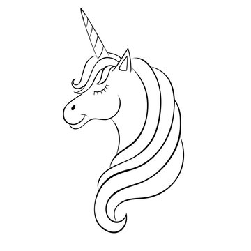 Fototapeta Fairy-tale Unicorn, sketch for coloring book, fantasy concept.
