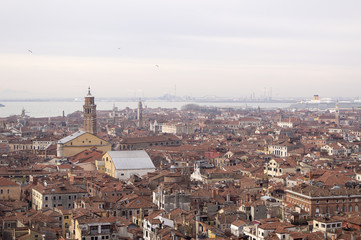 Fototapeta na wymiar Venice aerial cityscape view from San Marco Campanile. Italy