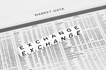 Exchange catchword on financial paper
