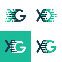 XG letters logo with accent speed green and blue