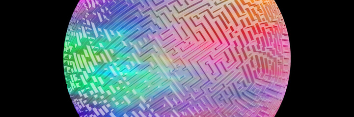 colorful maze sphere with endless labyrinth