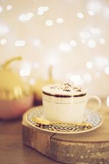 Cappuccino and gold pumpkins