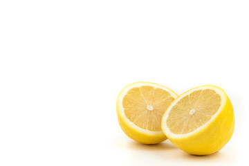 Sliced Lemons on White Background