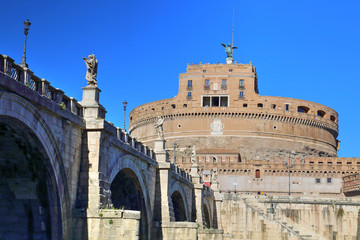 Saint Angelo Castle bridge (Castel Sant'Angelo) in Rome