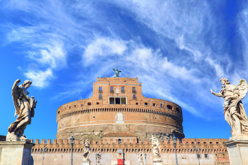 Saint Angelo Castle bridge (Castel Sant'Angelo) in Rome