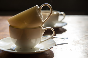 empty dirty coffee cups