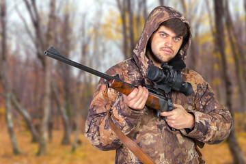 Fototapeta premium hunter with his rifle
