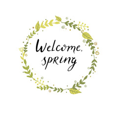 Handmade lettering - Welcome spring