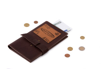 Traveler wallet on white background 