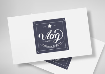 Round Badge Daily Vlog Blogger with Hand Drawn Lettering Isolated on Business Card Template. Black Logo Emblem Vector Illustration. Can be used for Logotype, Branding.