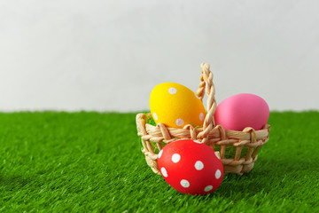 Easter eggs on the grass