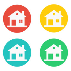 Vector illustration icons set of house colours. Red, yellow, green, blue.