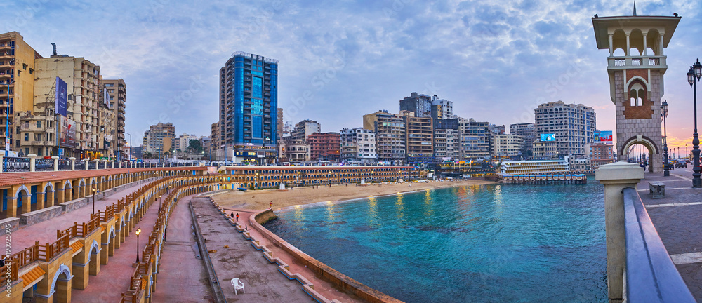 Wall mural The beach in modern city, Alexandria, Egypt