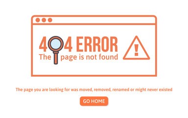 404 error design template. 404 page is not found concept linear style. Page is lost. Website design error. Vector illustration