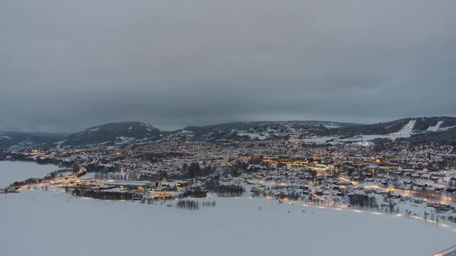 Norwegian town Lillehamer by Night