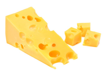 piece of cheese isolated on white background