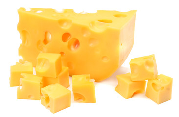 piece of cheese isolated on white background