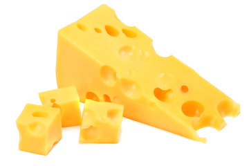 piece of cheese isolated on white background