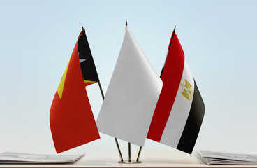  Flags of East Timor and Egypt with a white flag in the middle