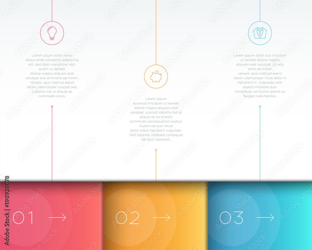 Aufkleber vector colorful infographic 3d page layout with steps 1 to 3