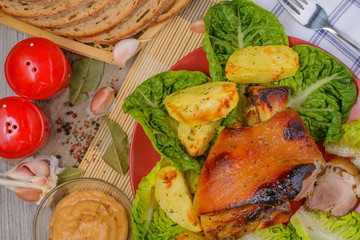 pork leg in Prague,pork leg in germany,shank in beer and honey,baked leg,baked shank,beer snack,photo for restaurant menu,pork baked,pork leg baked,baked knuckle,restaurant menu