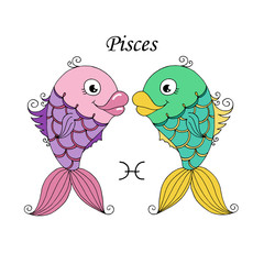 Pisces zodiac sign on white background