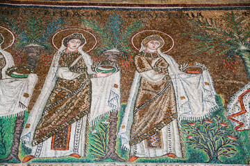 Byzantine mosaics with images of saints