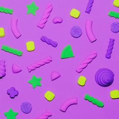 Purple Neon Sweets. Candy mood. Minimal Flatlay art