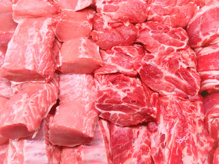 Steaks from beef and pork meat