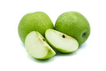 Grüne Äpfel Apfel
 isoliert freigestellt auf weißen Hintergrund, Freisteller

