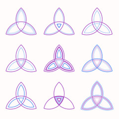 Set of 9 symmetric geometric shapes.