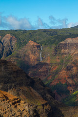 Scenic view of the Waipoo Falls from Waimea Canyon in the Kauai island of Hawaii