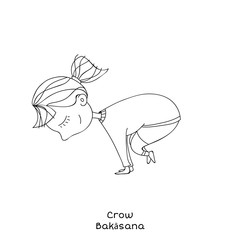 Kid yoga pose. crow